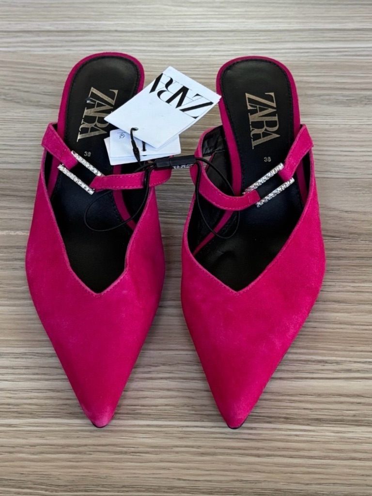 Zara Suede Mule With Bejeweled Buckle 5234 001